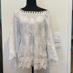 Chic White Lace Women's Blouse